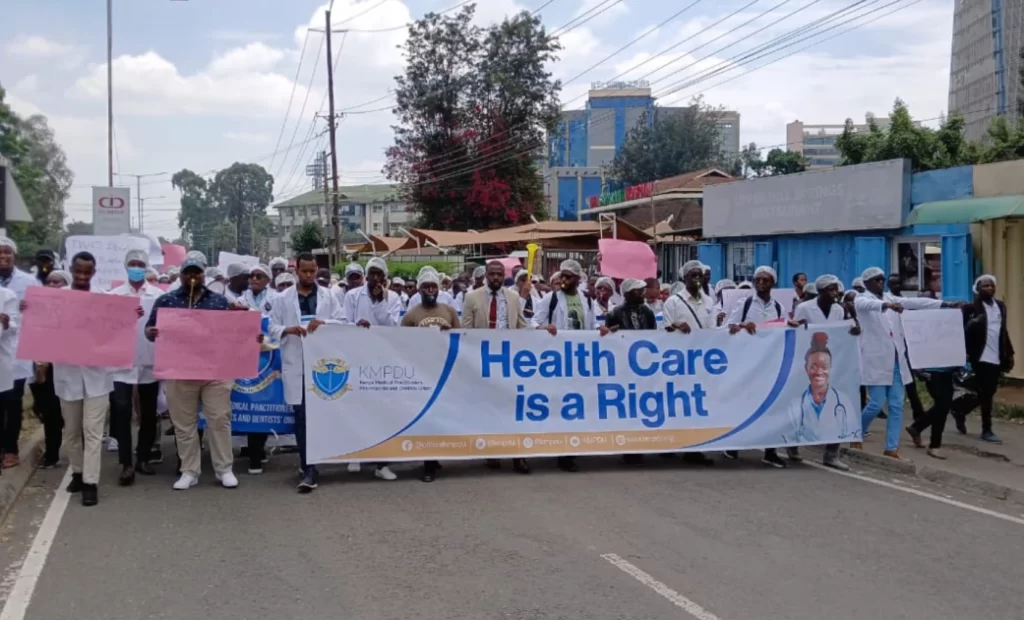 Watch Now: Intern Doctors Take Protests To Ministry Of Health HQs In Upperhill, Nairobi