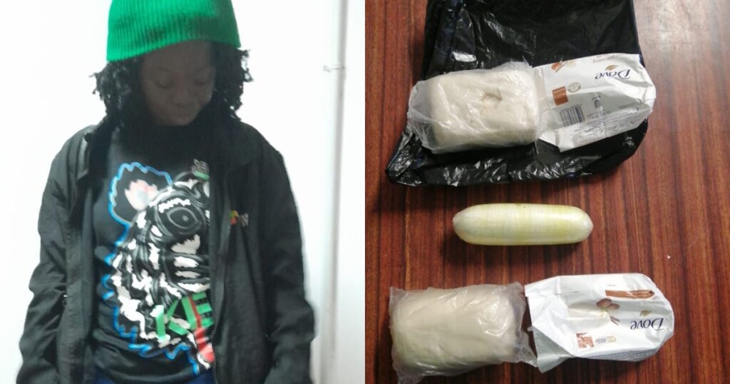 A Sierra Leonean woman, Bioma Alice Gbassay, was apprehended on Thursday at Jomo Kenyatta International Airport (JKIA) by undercover detectives from the Anti-Narcotics Unit.