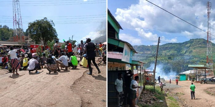 Chaos as Police Teargas Locals Protesting Disappearance of MP Aspirant
