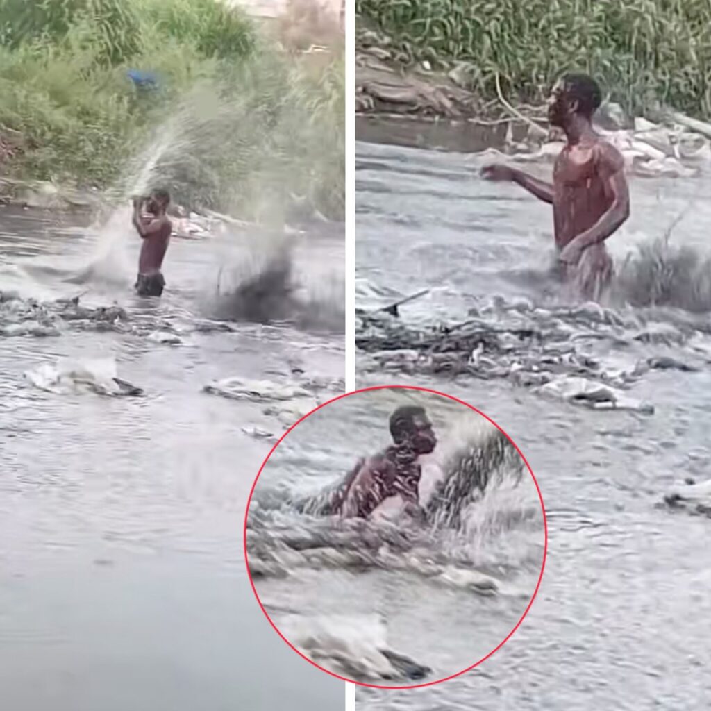 Dramatic Scene In Kware As Phone Snatcher Jumps Into Sewer To Flee Angry Mob Who Were Hurling Stones At Him Mercilessly!